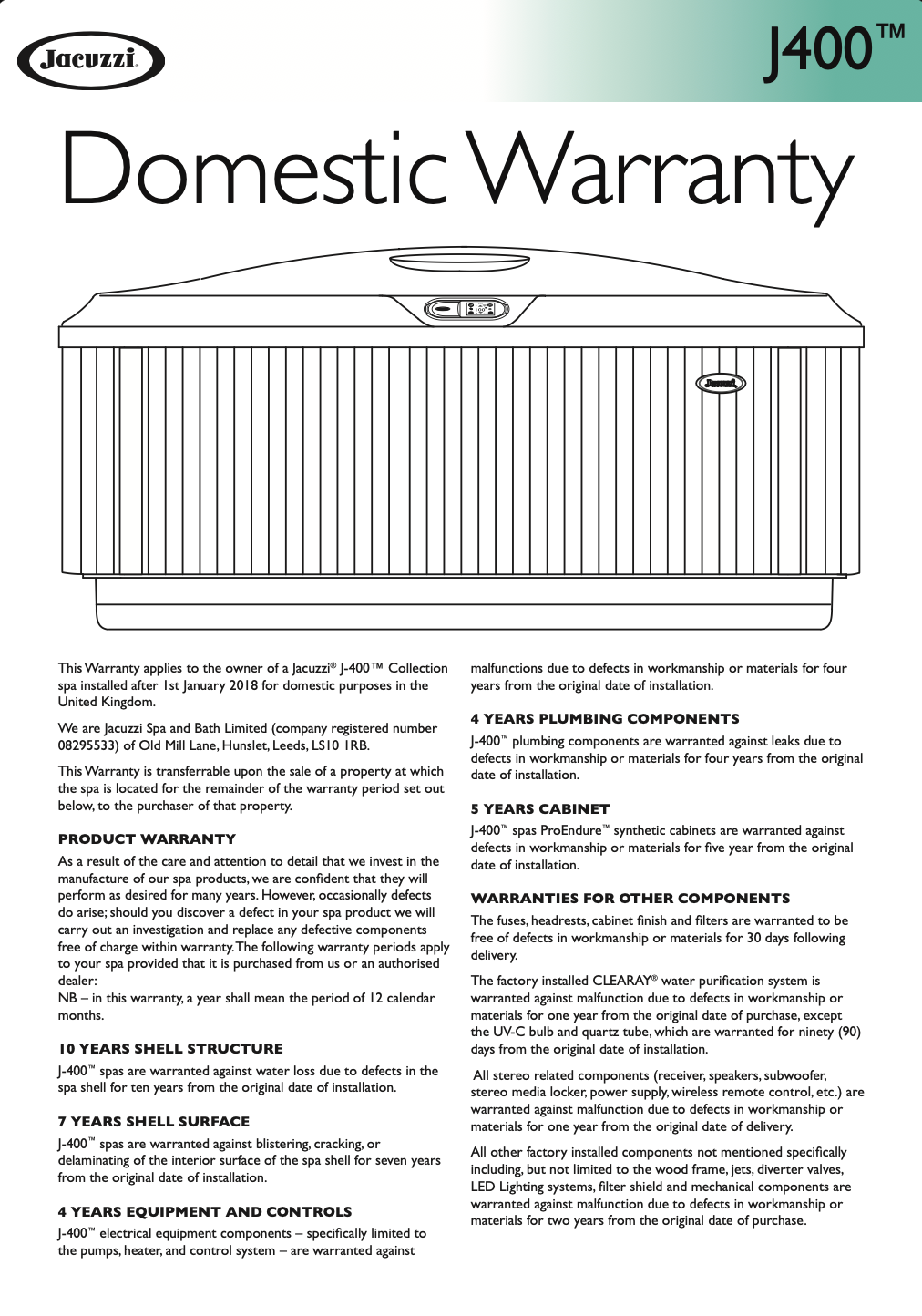 J400 2018-2022 Warranty