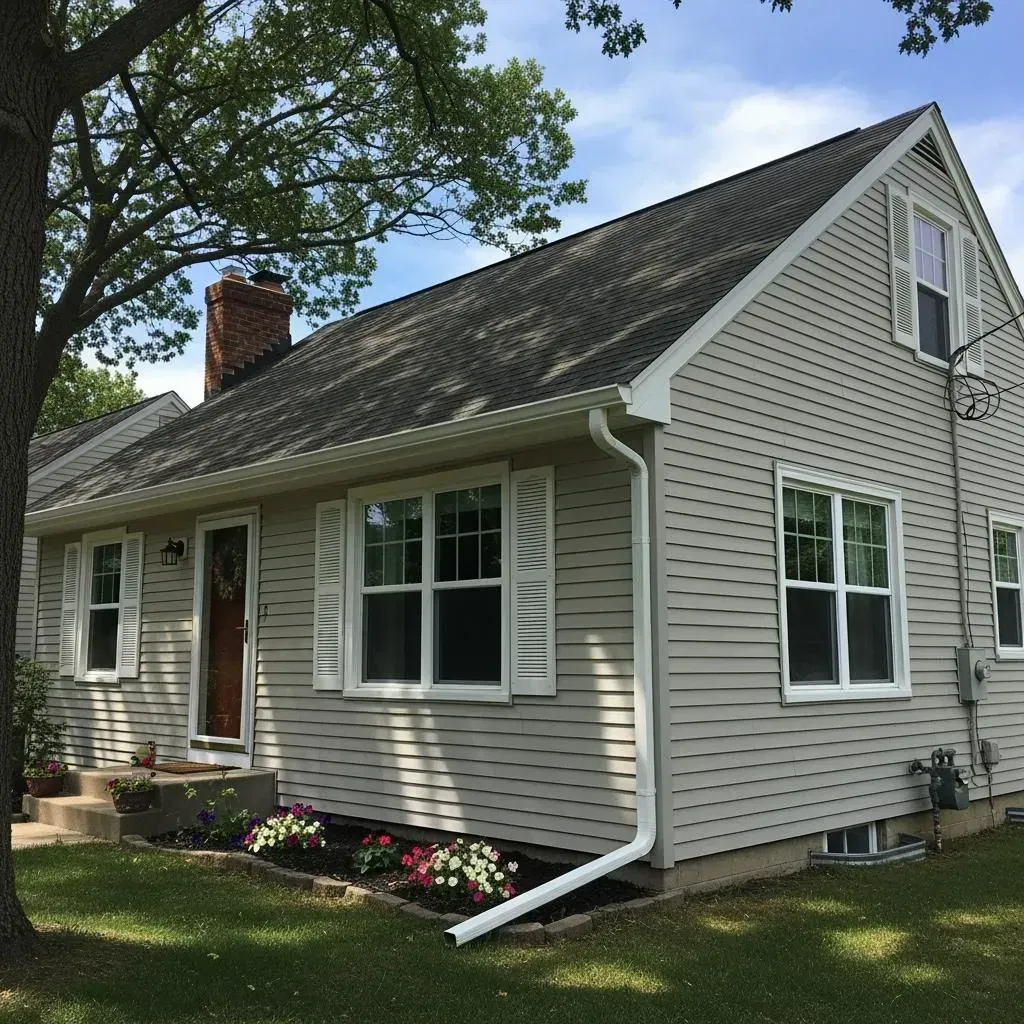 New seamless gutters installed on Wichita home providing weather protection
