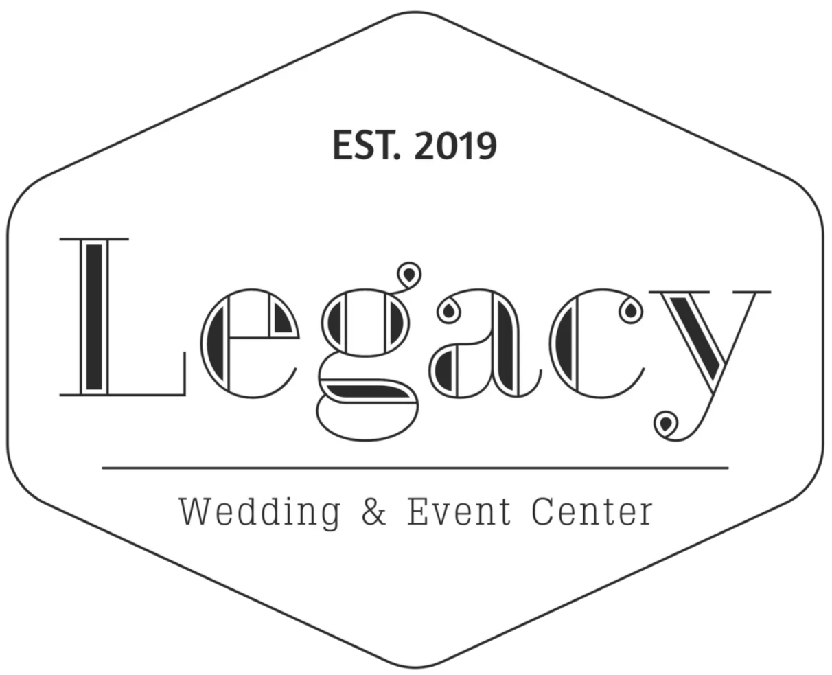 Legacy Wedding & Event Center logo with &ldquo;EST. 2019&rdquo; in a hexagon outline