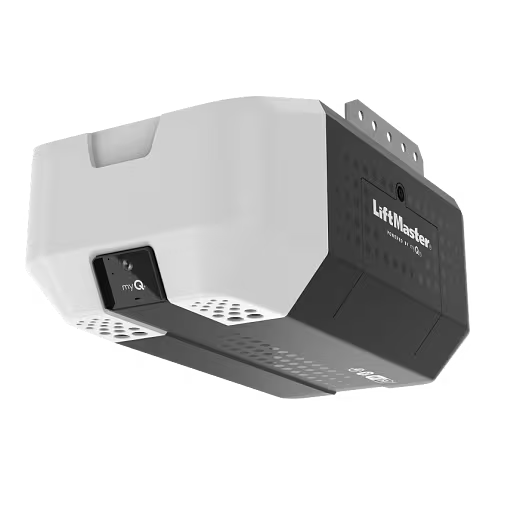 White and black LiftMaster garage door opener unit shown on a plain background