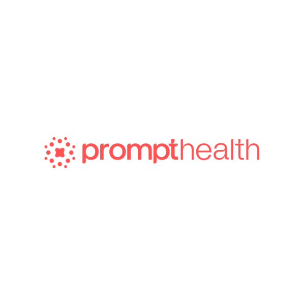 Red “prompt” logo with a dotted circular icon on a white background