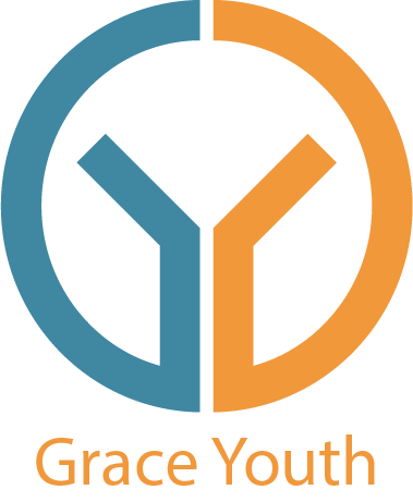 Grace Youth logo with blue and orange circular icon and text