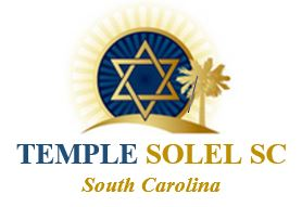 Temple Solel SC logo with a blue Star of David, gold palm tree, and “South Carolina” text