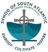 Synod of South Atlantic Presbyterian Church (U.S.A.) logo with cross and teal waves, “Embody. Cultivate. Inspire.”