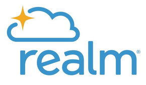 Realm logo with blue cloud and star above lowercase blue text