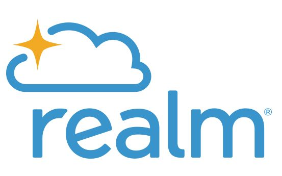 Realm logo with blue cloud and orange star above the word “realm” in blue