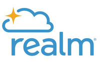 Realm logo with blue cloud and orange star above the word “realm” in blue