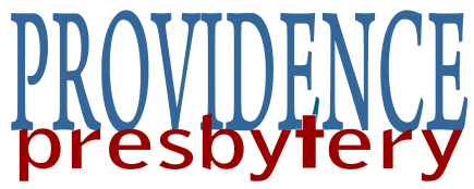 Providence Presbytery logo in blue and red text
