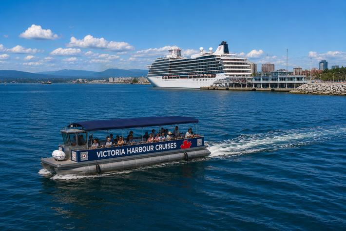 Crusing out of Victoria Harbour past the Ogden Point cruise terminal