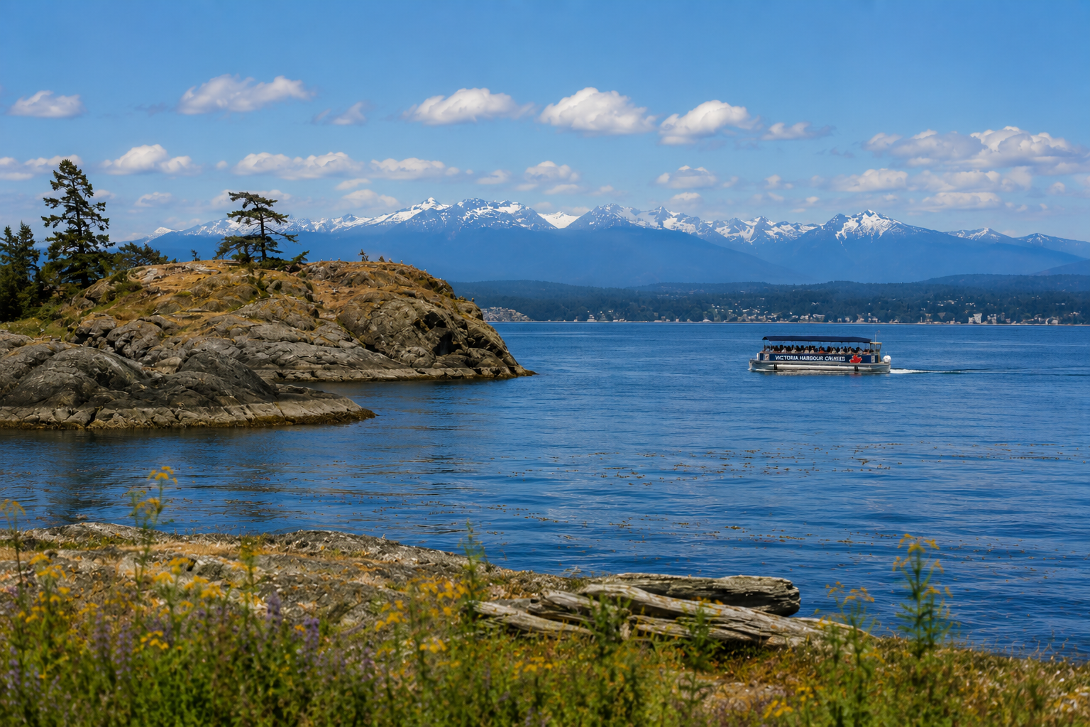 We cruise by the Brothers Islands in Victoria where you'll often see seals basking on the rocks
