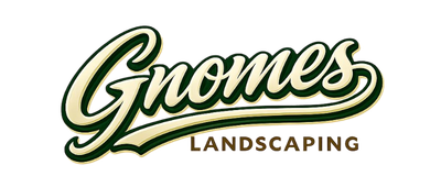 A logo for gnomes landscaping and lawn maintenance