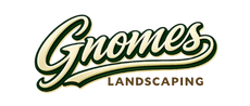 A logo for gnomes landscaping and lawn maintenance