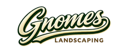 A logo for gnomes landscaping and lawn maintenance