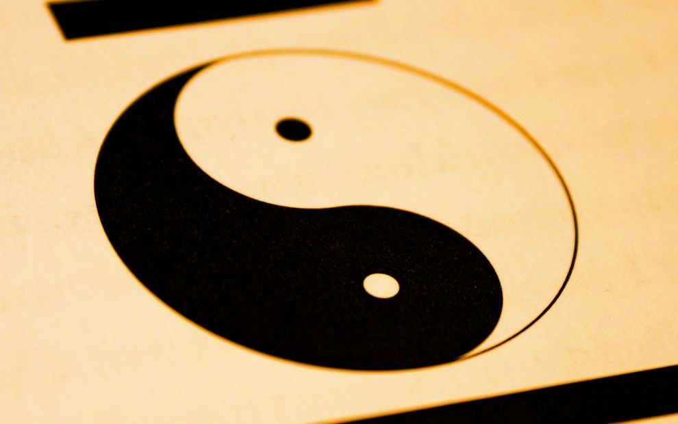 yellow tint yin yang symbol.