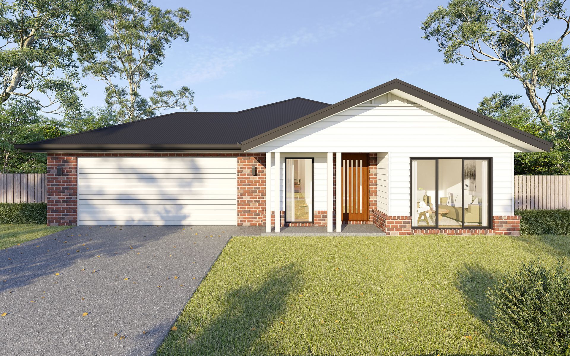 Single-story modern house with garage, brick accents, and a front lawn — Twomey Homes in Delacombe, VIC