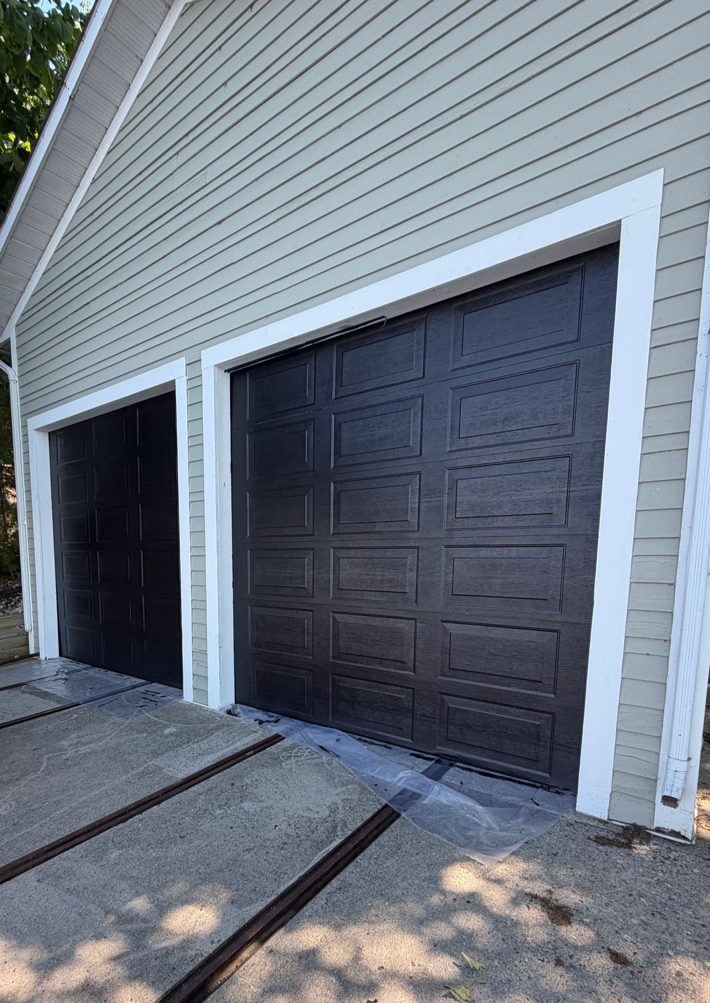 Freshly painted and restored garage door paint
