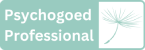 Psychogood Professional-logo met witte tekst en een lichtgroen abstract burst-icoon op een lichtgroene achtergrond.