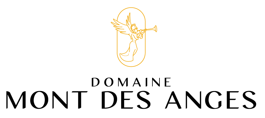 Logo du mont des anges en doré plus l'écriture en noir