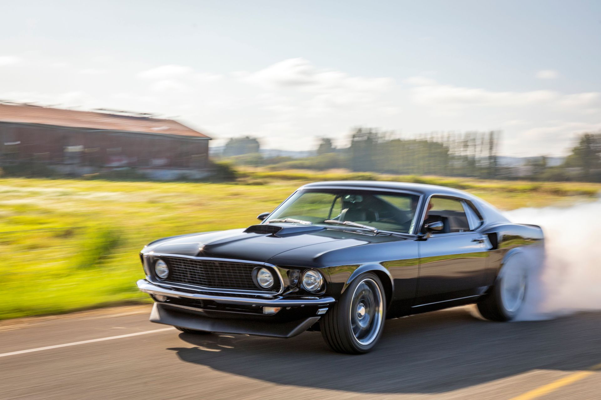 69 Mustang Rolling Burnout