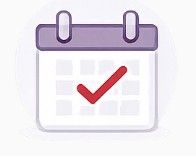 Calendar icon with a red check mark