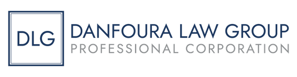 DLG Danfoura Law Group Professional Corporation logo with blue border and text on white background