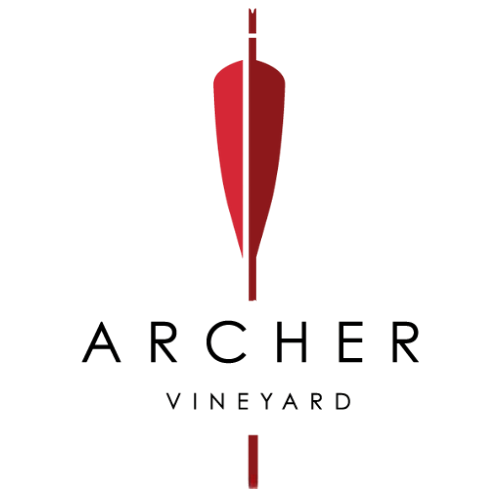 The logo for archer vineyard is a red arrow on a white background.