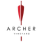 The logo for archer vineyard is a red arrow on a white background.