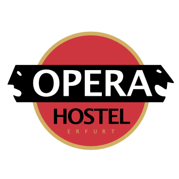 Rotes OPERA Hostel Logo – modernes Design mit Wiedererkennungswert