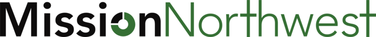 Mission northwest is written in black and green on a white background