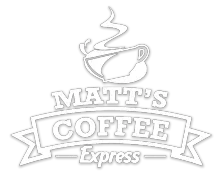 Matt’s Coffee Express logo with a steaming coffee cup icon above the name.