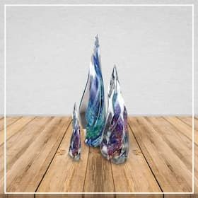 Artistic glass flame memorial piece symbolizing eternal remembrance and honoring loved ones after cremation