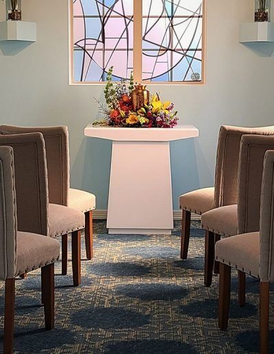 Garden chapel setting designed for peaceful cremation memorial services with natural surroundings