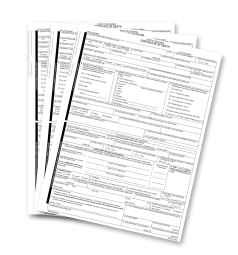 Stack of blank black-and-white forms on a white background