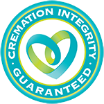Circular teal logo with interlocking blue and green loops and text “CREMATION INTEGRITY GUARANTEED” around the edge
