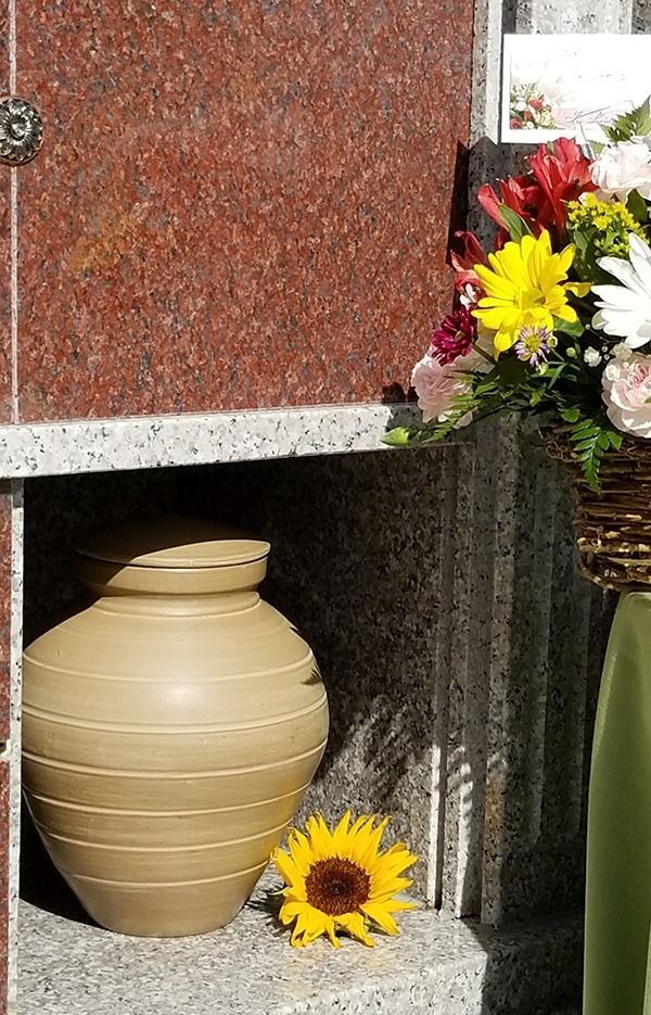 Cremation niche display designed for respectful placement of urns in a serene and dignified memorial setting