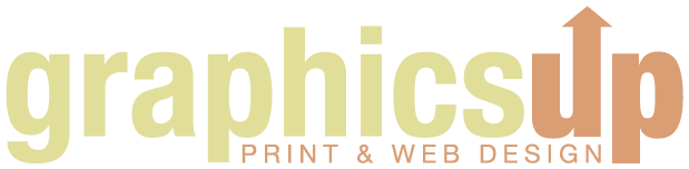 a logo for graphicsup print and web design