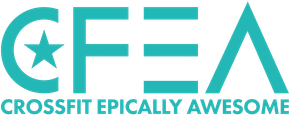 CFEA logo in turquoise with a star in the C and “CROSSFIT EPICALLY AWESOME” beneath it
