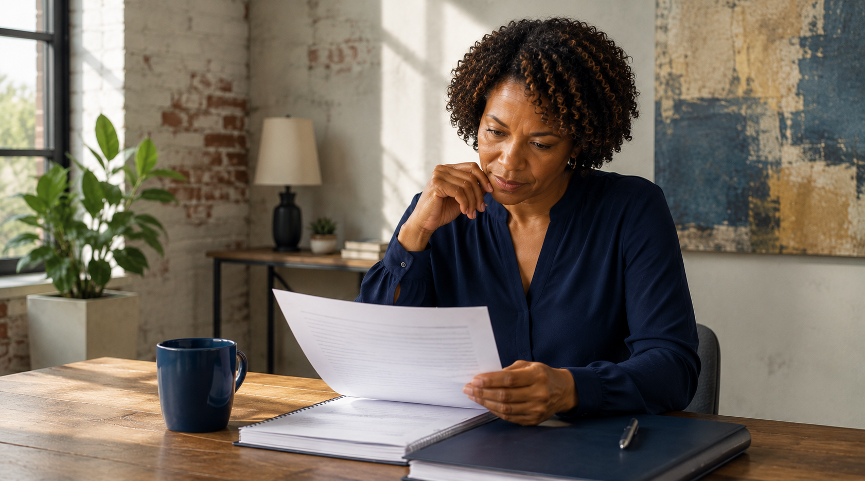 lady reviewing her disability paperwork