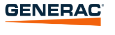 Generac logo in dark blue with an orange underline on a white background