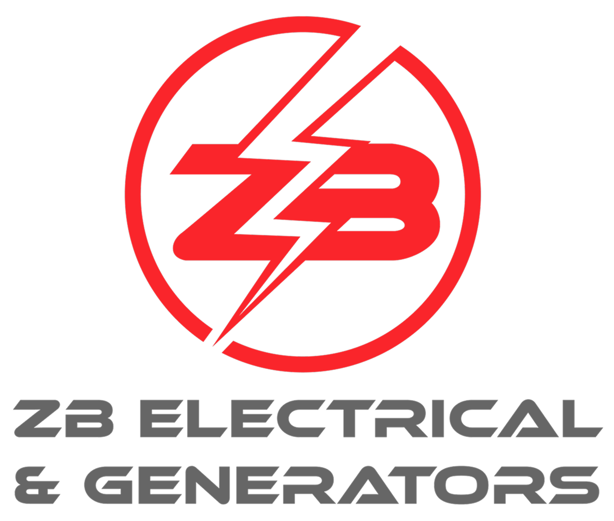 ZB Electric logo. Red circle with ZB lightning bolt and