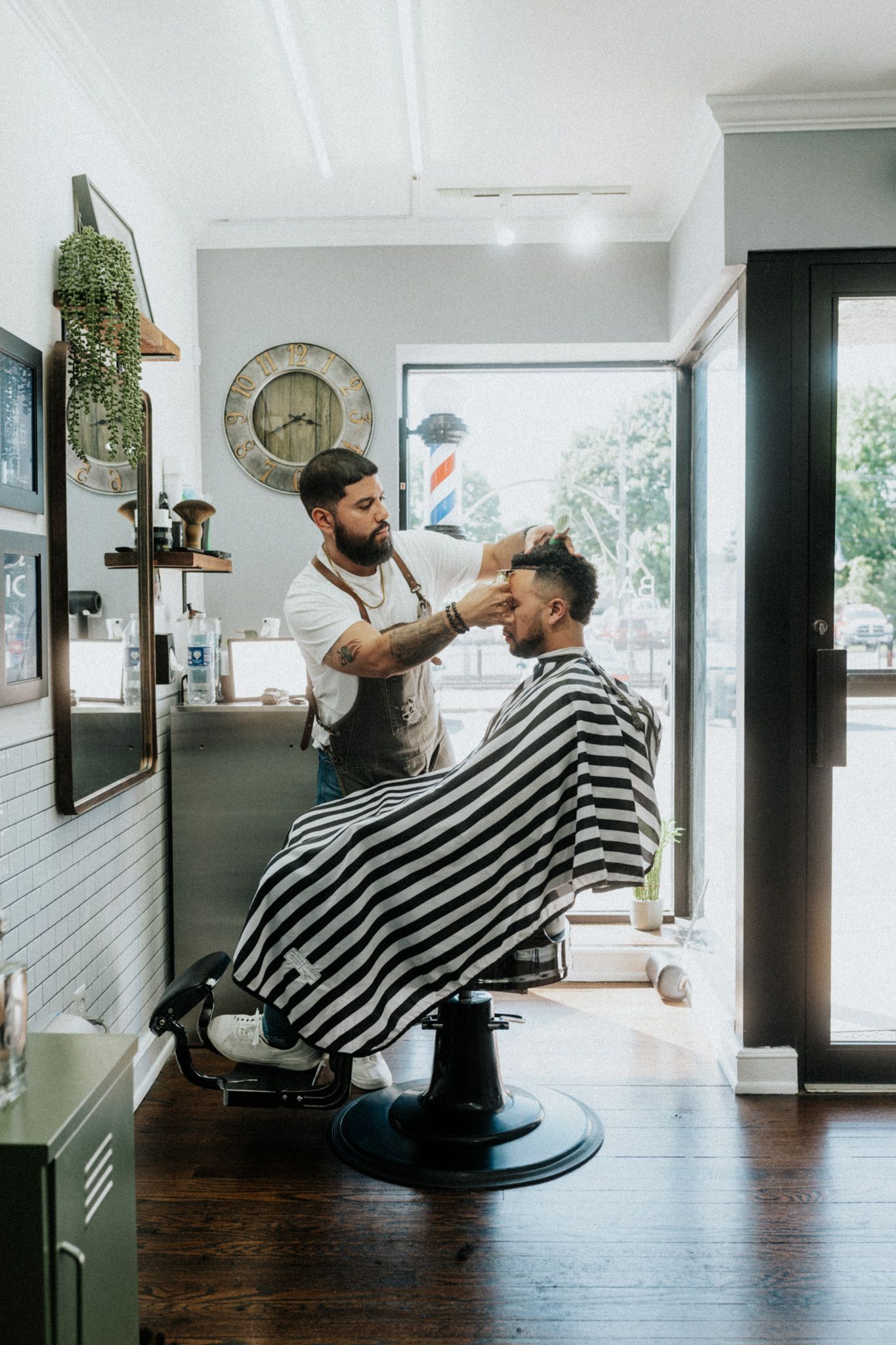 Hot towel straight-razor shave in progress at Modern Man Barber Studio in Long Branch, NJ for a smooth finish