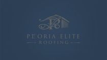 Peoria Elite Roofing logo in gold on a dark blue background