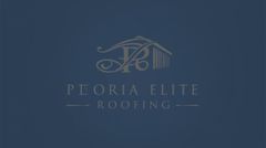 Peoria Elite Roofing logo in gold on a dark blue background