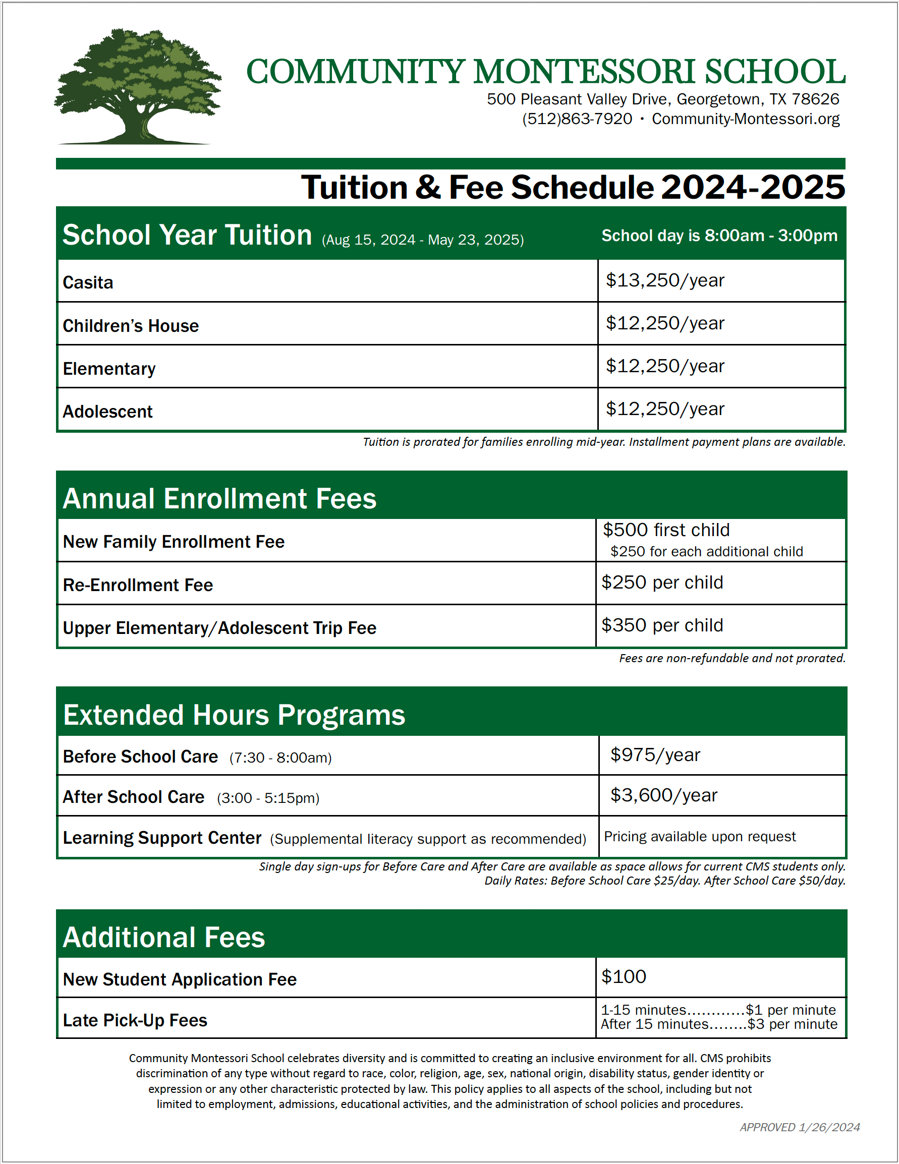 Tuition & Fees | Community Montessori School | Georgetown, TX