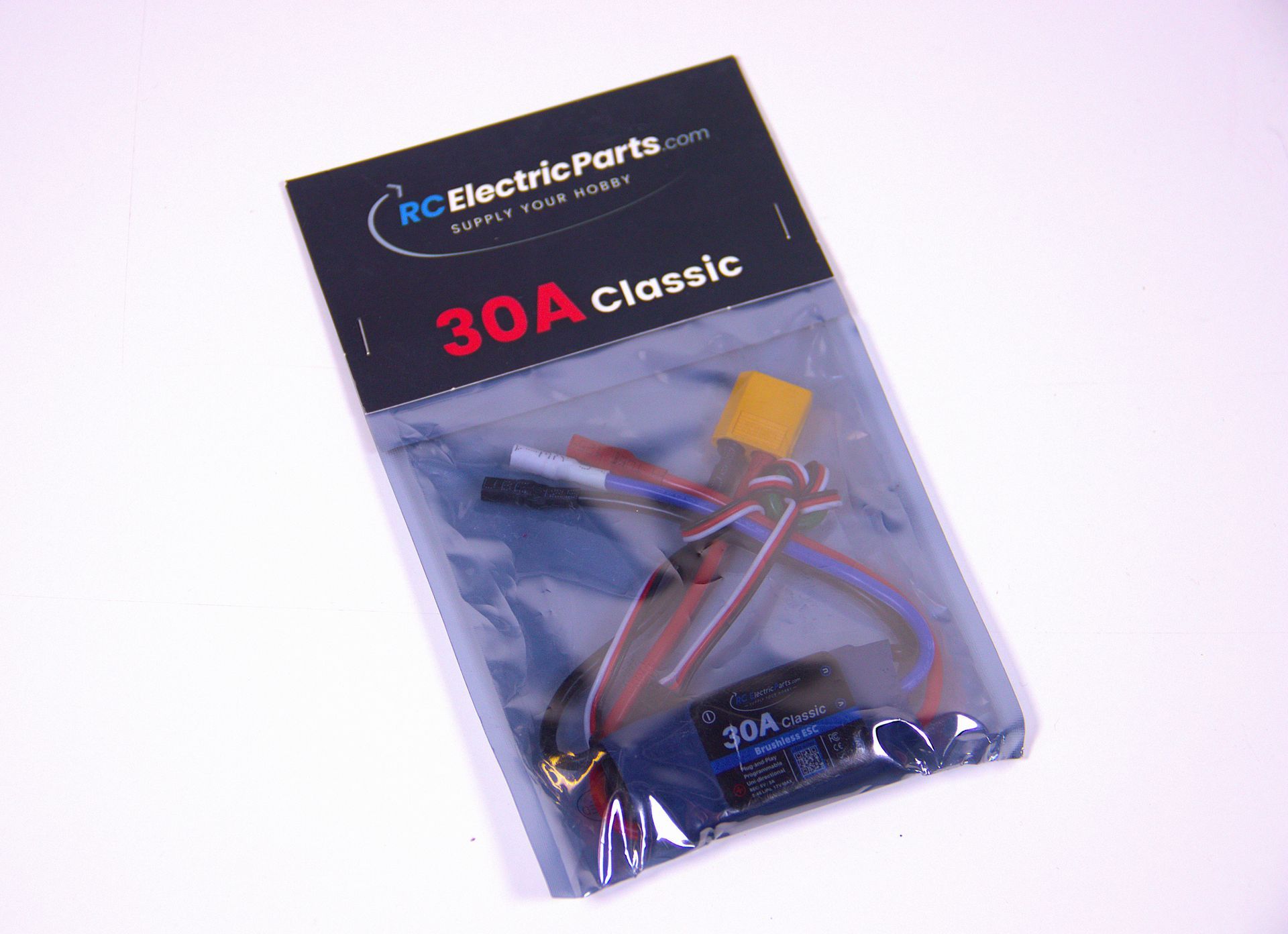 RC Electricparts 30A Classic electronic speed controller in clear plastic packaging