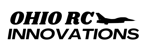 Ohio RC Innovations logo in black with a stylized airplane silhouette