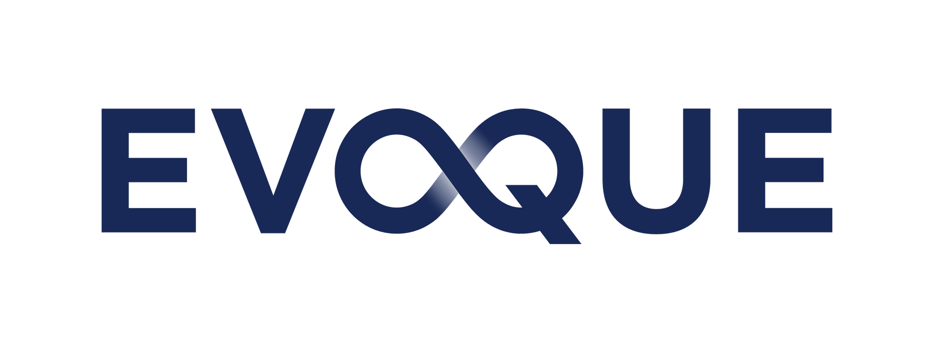 EVOQUE logo with a stylized infinity symbol in place of the
