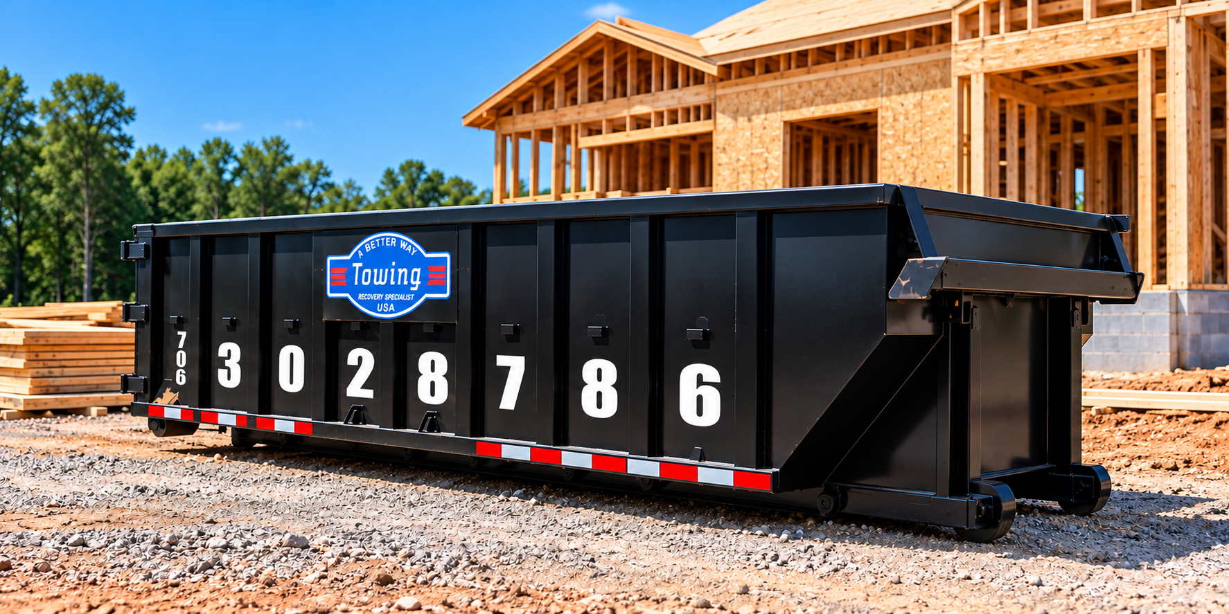 commercial roll off dumpster rental LaGrange Ga by A Better Way Automotive & Towing