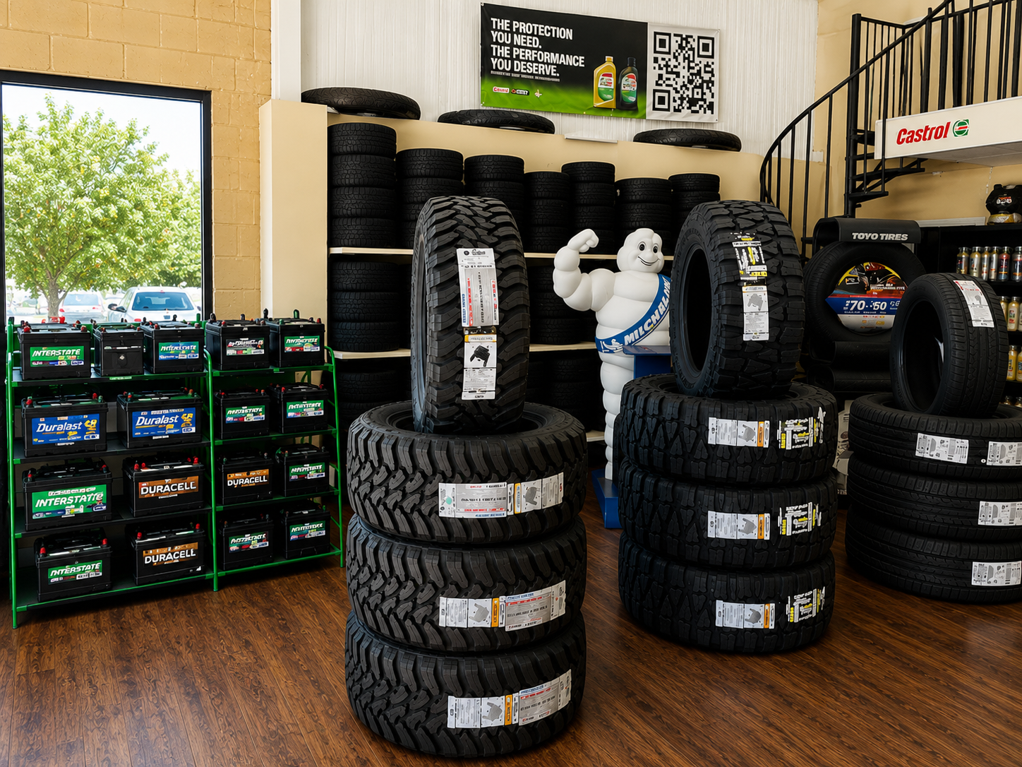 Tires & battery display in LaGrange Ga