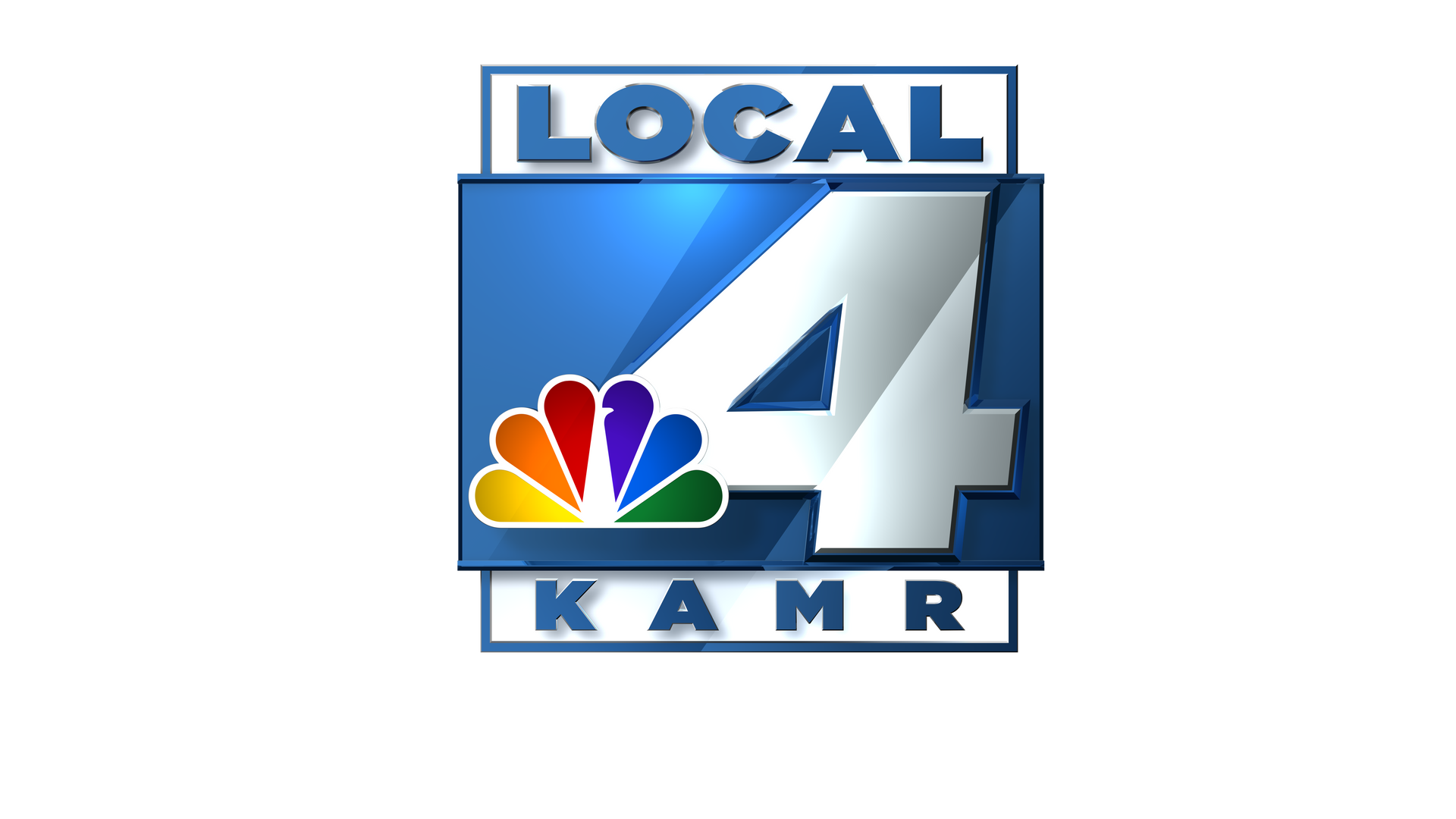 The logo for KAMR Local 4 featuring a large silver numeral four, the text 